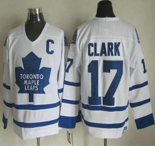 Men's Toronto Maple Leafs #17 Wendel Clark 2000-01 White CCM Vintage Throwback Jersey