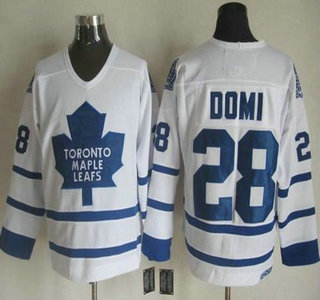 Men's Toronto Maple Leafs #28 Tie Domi 2000-01 White CCM Vintage Throwback Jersey