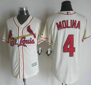 Men's St. Louis Cardinals #4 Yadier Molina Alternate Cream 2015 MLB Cool Base Jersey
