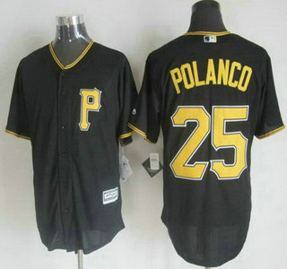 Men's Pittsburgh Pirates #25 Gregory Polanco Alternate Black 2015 MLB Cool Base Jersey