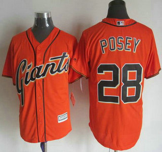 Men's San Francisco Giants #28 Buster Posey Alternate Orange 2015 MLB Cool Base Jersey