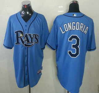 Tampa Bay Rays #3 Evan Longoria Light Blue Cool Base MLB Jersey