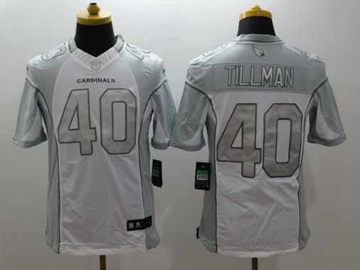 Men's Arizona Cardinals #40 Pat Tillman White Platinum Retired Player NFL Nike Limited Jersey
