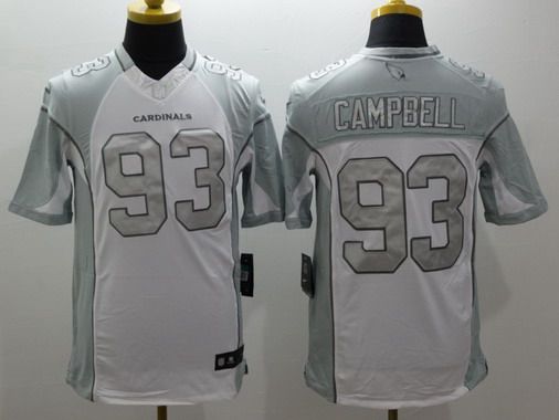 Men's Arizona Cardinals #93 Calais Campbell White Platinum NFL Nike Limited Jersey