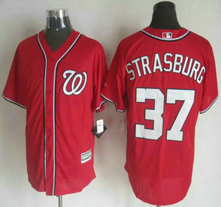 Men's Washington Nationals #37 Stephen Strasburg Alternate Red 2015 MLB Cool Base Jersey