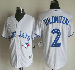 Men's Toronto Blue Jays #2 Troy Tulowitzki Home White 2015 MLB Cool Base Jersey