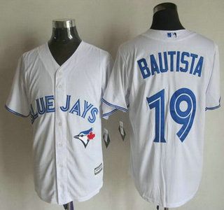 Men's Toronto Blue Jays #19 Jose Bautista Home White 2015 MLB Cool Base Jersey