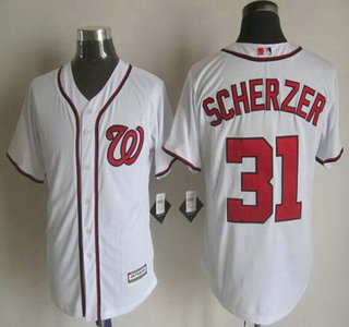 Men's Washington Nationals #31 Max Scherzer Home White 2015 MLB Cool Base Jersey