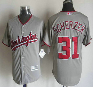 Men's Washington Nationals #31 Max Scherzer Away Gray 2015 MLB Cool Base Jersey