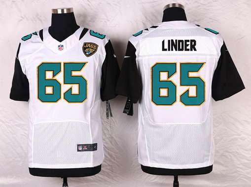 Men's Jacksonville Jaguars #65 Brandon Linder White Road NFL Nike Elite Jersey