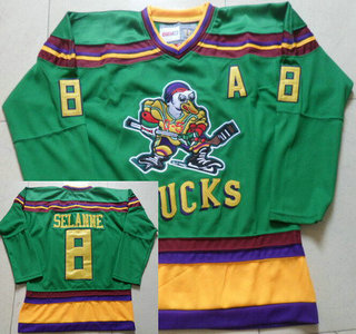 Men's Mighty Ducks of Anaheim #8 Teemu Selanne 1991-92 Green CCM Vintage Throwback Jersey