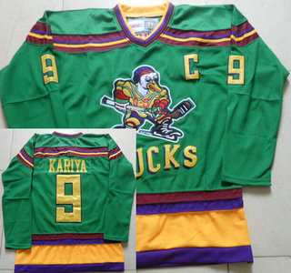 Men's Mighty Ducks of Anaheim #9 Paul Kariya 1991-92 Green CCM Vintage Throwback Jersey