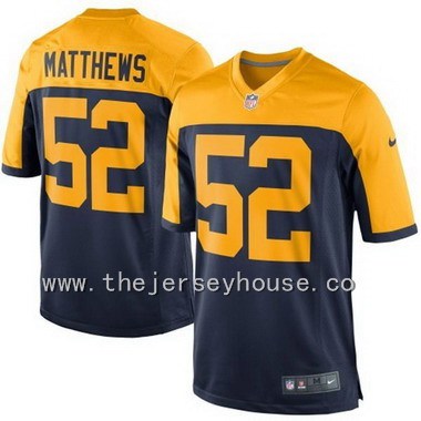 Men's Green Bay Packers #52 Clay Matthews Navy Blue Gold NFL Nike Game Jersey