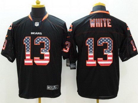 Men's Chicago Bears #13 Kevin White Black USA Flag Fashion NFL Nike Elite Jersey