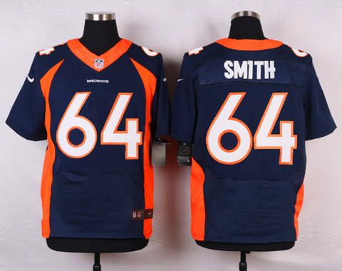 Men's Denver Broncos #64 Shelley Smith Navy Blue Alternate NFL Nike Elite Jersey