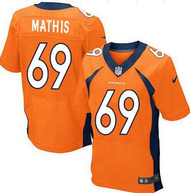Men's Denver Broncos #69 Evan Mathis Orange Team Color NFL Nike Elite Jersey