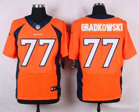 Men's Denver Broncos #77 Gino Gradkowski Orange Team Color NFL Nike Elite Jersey