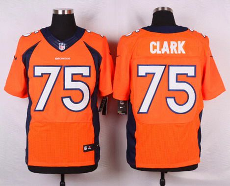 Men's Denver Broncos #75 Chris Clark Orange Team Color NFL Nike Elite Jersey