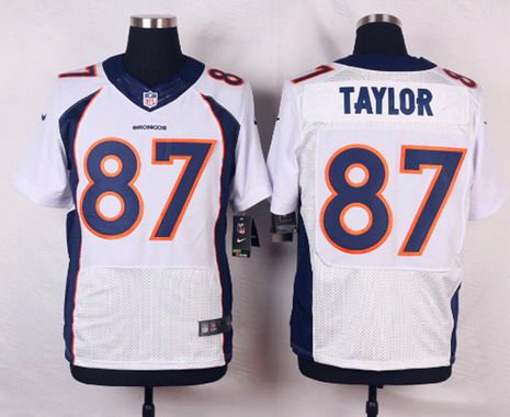 Men's Denver Broncos #87 Jordan Taylor White Road NFL Nike Elite Jersey