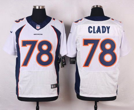 Men's Denver Broncos #78 Ryan Clady White Road NFL Nike Elite Jersey