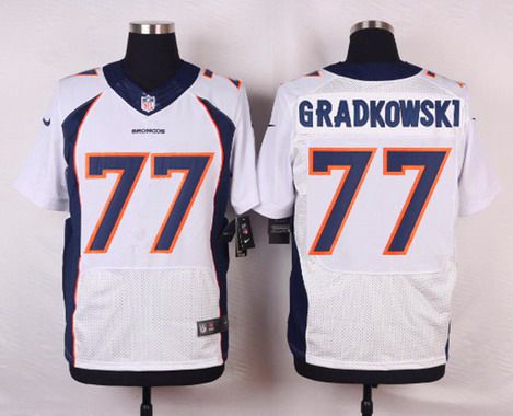 Men's Denver Broncos #77 Gino Gradkowski White Road NFL Nike Elite Jersey