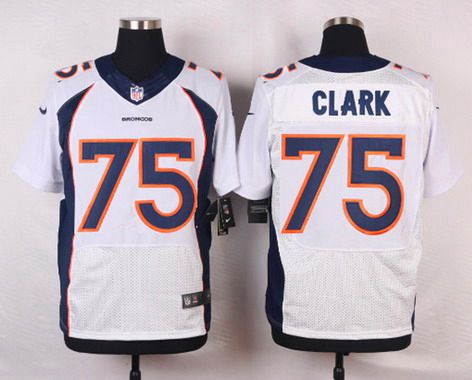 Men's Denver Broncos #75 Chris Clark White Road NFL Nike Elite Jersey