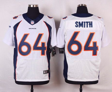 Men's Denver Broncos #64 Shelley Smith White Road NFL Nike Elite Jersey