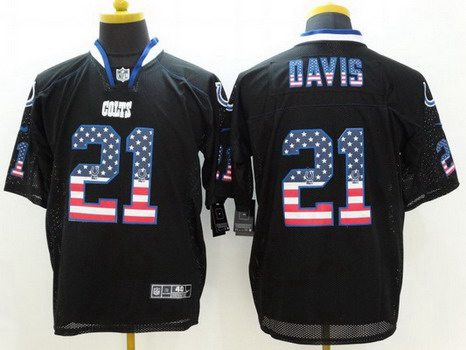 Men's Indianapolis Colts #21 Vontae Davis Black USA Flag Fashion NFL Nike Elite Jersey