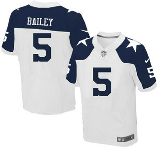 Men's Dallas Cowboys #5 Dan Bailey White Thanksgiving Alternate NFL Nike Elite Jersey