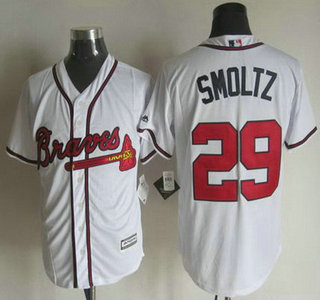 Men's Atlanta Braves #29 John Smoltz Home White Retired Player 2015 MLB Cool Base Jersey