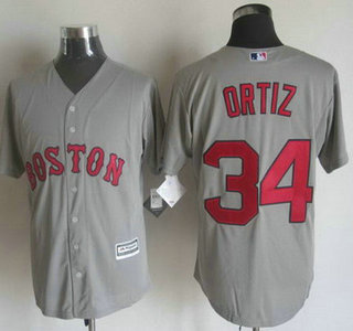 Men's Boston Red Sox #34 David Ortiz Away Gray 2015 MLB Cool Base Jersey