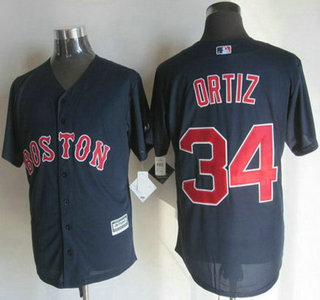 Men's Boston Red Sox #34 David Ortiz Alternate Navy Blue 2015 MLB Cool Base Jersey
