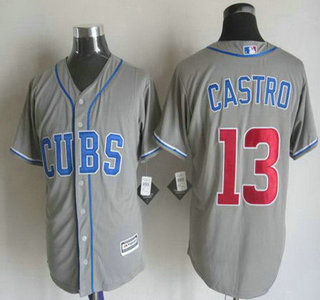 Men's Chicago Cubs #13 Starlin Castro Alternate Gray 2015 MLB Cool Base Jersey