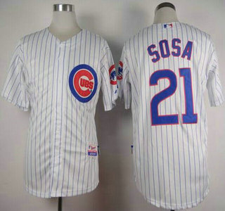 Men's Chicago Cubs #21 Sammy Sosa Home White MLB Cool Base Jersey