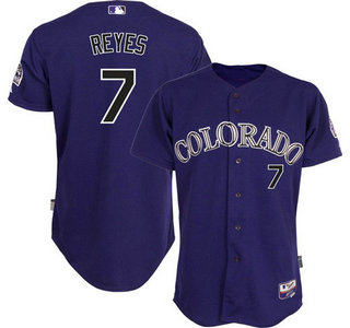 Men's Colorado Rockies #7 Jose Reyes Alternate Purple MLB Cool Base Jersey