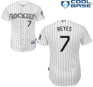 Men's Colorado Rockies #7 Jose Reyes Home White MLB Cool Base Jersey