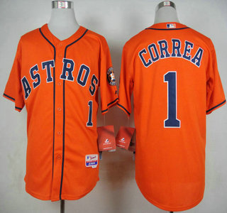 Men's Houston Astros #1 Carlos Correa Orange Jersey