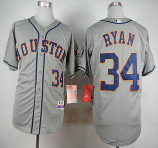 Men's Houston Astros #34 Nolan Ryan Gray Cool Base Jersey