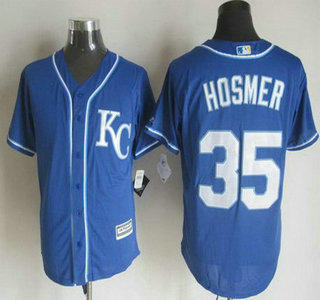 Men's Kansas City Royals #35 Eric Hosmer Alternate Blue KC 2015 MLB Cool Base Jersey