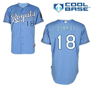 Men's Kansas City Royals #18 Ben Zobrist Alternate Light Blue MLB Cool Base Jersey