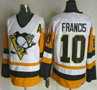 Men's Pittsburgh Penguins #10 Ron Francis 1988-89 White CCM Vintage Throwback Jersey