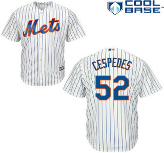 Men's New York Mets #52 Yoenis Cespedes Home White Pinstripe MLB Cool Base Jersey