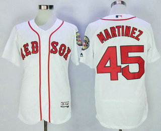 Men's Boston Red Sox #45 Pedro Martinez Retired White Stitched MLB 2016 Majestic Flex Base Jersey