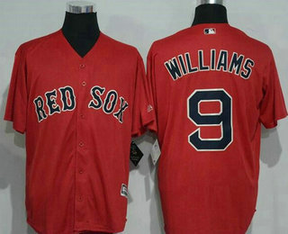 Men's Boston Red Sox #9 Ted Williams Retired Red Stitched MLB Majestic Cool Base Jersey