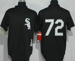 Men's Chicago White Sox #72 Carlton Fisk Black Stitched MLB Cooperstown Mesh Batting Practice Jersey By Mitchell & Ness