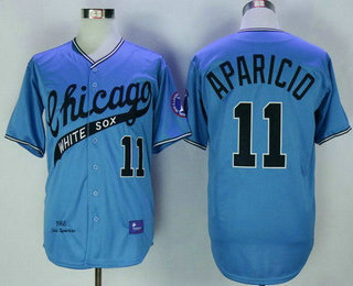 Men's Chicago White Sox #11 Luis Aparicio 1968 Light Blue Throwback Stitched MLB Jersey By Mitchell & Ness