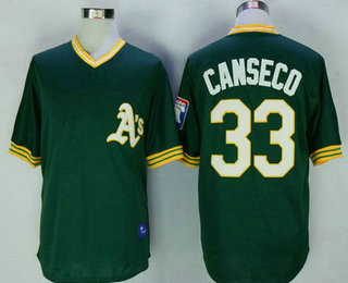 Men's Oakland Athletics #33 Jose Canseco Green Pullover Throwback Stitched MLB Jersey By Mitchell & Ness