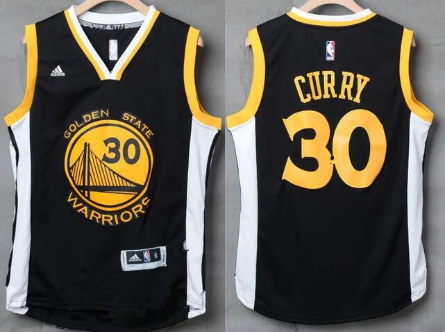 Men's Golden State Warriors #30 Stephen Curry Black With White Edge Stitched NBA Adidas Revolution 30 Swingman Jersey