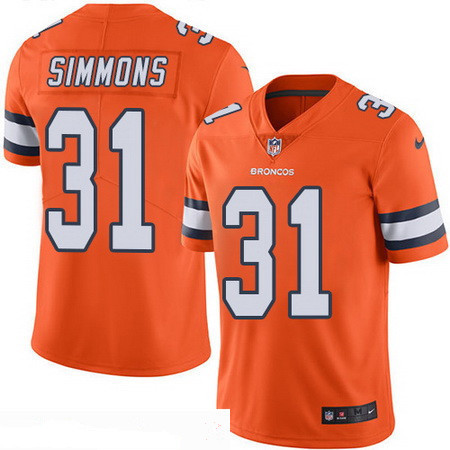 Men's Denver Broncos #31 Justin Simmons Orange 2016 Color Rush Stitched NFL Nike Limited Jersey