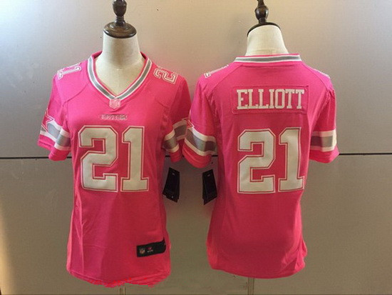 Women's Dallas Cowboys #21 Ezekiel Elliott Pink 2016 Breast Cancer Awareness Stitched NFL Nike Fashion Jersey